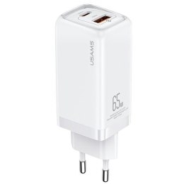 USAMS Ład. siec. 1xUSB-C+1xUSB T47 65W PD Fast Charging Super Si biały/white CC153TC02 (US-CC153)