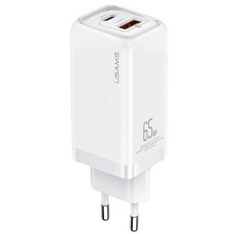 USAMS Ład. siec. 1xUSB-C+1xUSB T47 65W PD Fast Charging Super Si biały/white CC153TC02 (US-CC153)