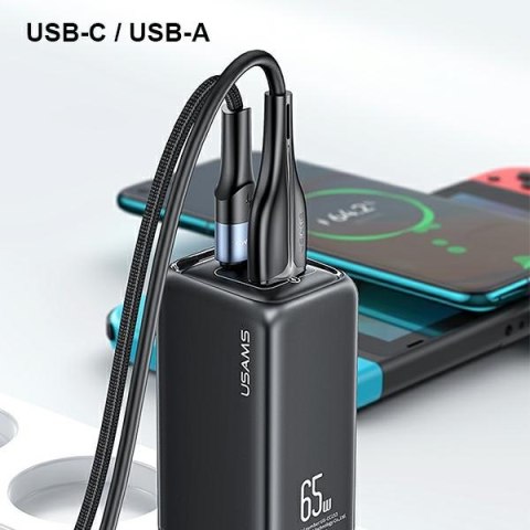 USAMS Ład. siec. 1xUSB-C+1xUSB T47 65W PD Fast Charging Super Si biały/white CC153TC02 (US-CC153)