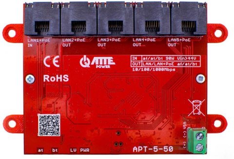 ATTE APT-5-50 Switch PoE 5 portowy 10/100/1000Mbps, extender