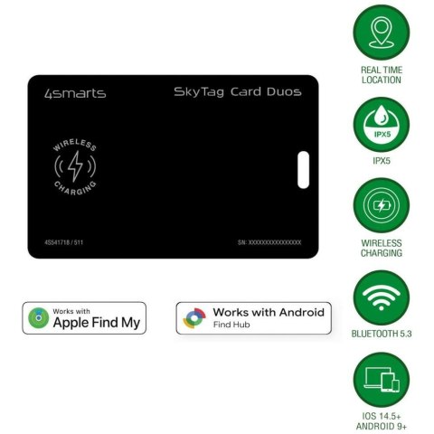Lokalizator 4smarts SkyTag Card Duos ReCharge czarny