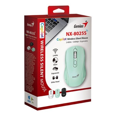 Genius NX-8025S Mysz bezprzewodowa, zielona, 1200DPI