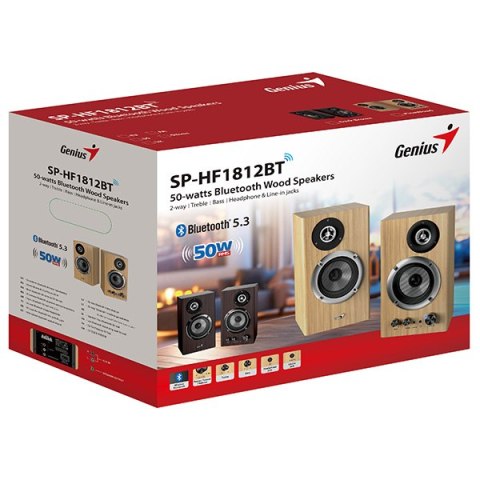 Genius głośniki SP-HF1812BT, 2.0, 50W, jasnobrązowy