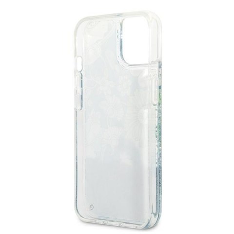 Guess GUHCP13MLFLSN iPhone 13 6,1" zielony/green hardcase Flower Liquid Glitter