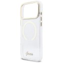 Etui Guess IML Glitters Script Strap MagSafe do iPhone 17 Pro Max przezroczysty
