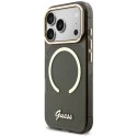 Etui Guess IML Glitters Script Strap MagSafe do iPhone 17 Pro czarny
