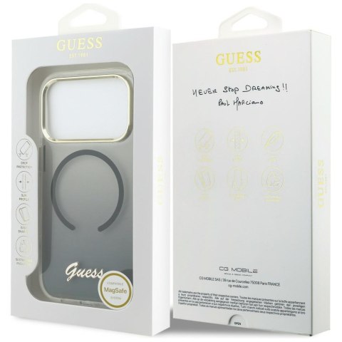 Etui Guess IML Gradient Script Metal MagSafe do iPhone 17 Pro Max czarny