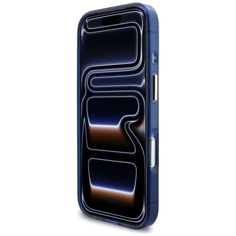 Etui Guess IML Script Metal MagSafe do iPhone 17 Pro Max niebieski