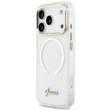 Etui Guess IML Script Metal MagSafe do iPhone 17 Pro Max przezroczysty