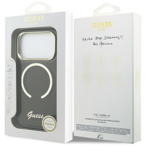 Etui Guess IML Script Metal MagSafe do iPhone 17 Pro czarny