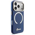 Etui Guess IML Script Metal MagSafe do iPhone 17 Pro niebieski