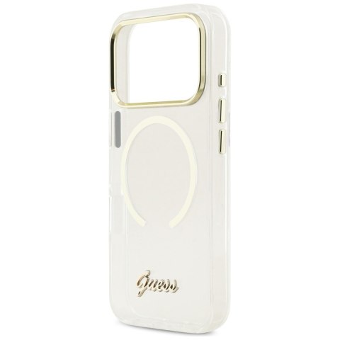 Etui Guess IML Script Metal MagSafe do iPhone 17 Pro przezroczysty