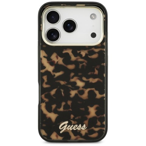 Etui Guess IML Script Metal MagSafe do iPhone 17 Pro tortoise