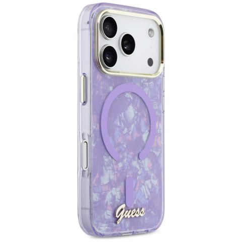 Etui Guess IML Shell Script Metal MagSafe do iPhone 17 Pro Max fioletowy