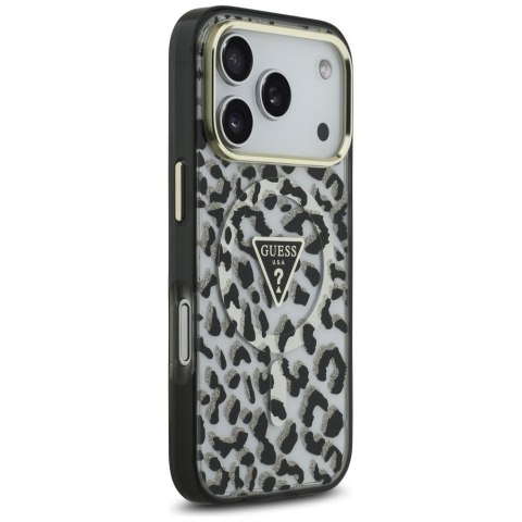 Etui Guess Leopard Glitter MagSafe do iPhone 17 Pro Max czarny