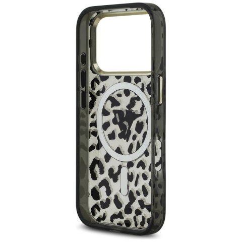 Etui Guess Leopard Glitter MagSafe do iPhone 17 Pro Max czarny