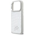 Etui Karl Lagerfeld Croco KL Script Logo MagSafe do iPhone 17 Pro Max srebrny