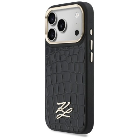Etui Karl Lagerfeld Croco KL Script Logo MagSafe do iPhone 17 Pro czarny
