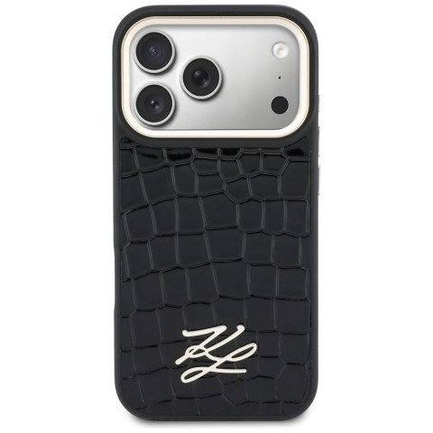 Etui Karl Lagerfeld Croco KL Script Logo MagSafe do iPhone 17 Pro czarny
