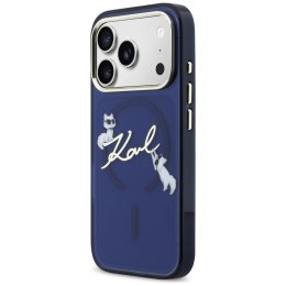 Etui Karl Lagerfeld IML Choupettes Karl Script Logo MagSafe do iPhone 17 Pro niebieski