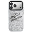 Etui Karl Lagerfeld IML Glitter KL Diamond Logo do iPhone 17 Pro Max srebrny