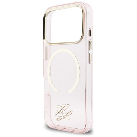 Etui Karl Lagerfeld IML KL Script Logo MagSafe do iPhone 17 Pro Max różowy
