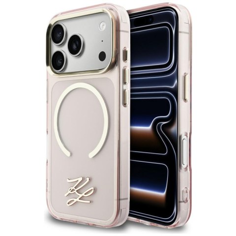 Etui Karl Lagerfeld IML KL Script Logo MagSafe do iPhone 17 Pro różowy