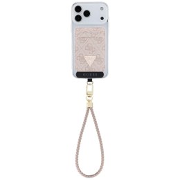 Zestaw portfel + hand strap Guess triangle MagSafe różowy