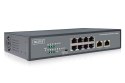 Przełącznik sieciowy niezarządzalny 19" 8x RJ45 10/100 Mb/s, 2x FastEthernet uplink, PoE+ 120W budżet