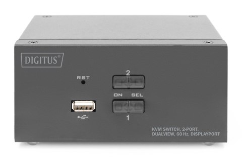 Przełącznik KVM, 2 portowy, 4K 60Hz, 4xDP IN, 2xDP OUT, 2xUSB A, 2x Audio IN&OUT