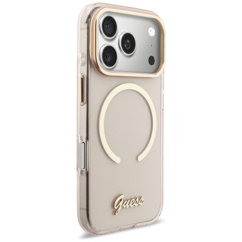Etui Guess IML Script Metal MagSafe do iPhone 17 Pro Max różowy