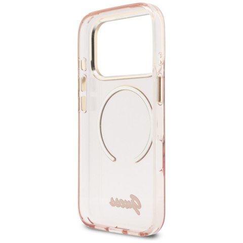 Etui Guess IML Script Metal MagSafe do iPhone 17 Pro Max różowy