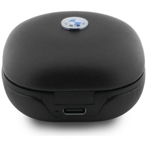 Słuchawki Bluetooth TWS BMW Leather Metal Logo ENC czarny