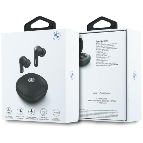 Słuchawki Bluetooth TWS BMW Leather Metal Logo ENC czarny