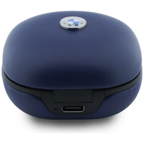 Słuchawki Bluetooth TWS BMW Leather Metal Logo ENC granatowy