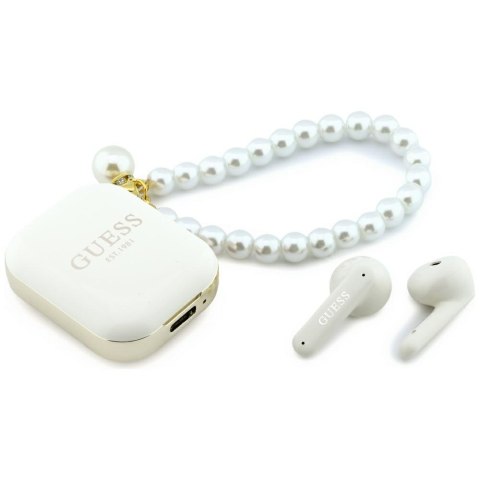 Słuchawki TWS Guess Pearl Strap biały