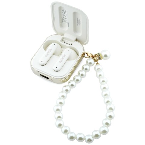 Słuchawki TWS Guess Pearl Strap biały