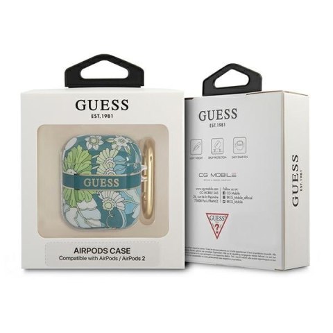 Guess GUA2HHFLN AirPods cover zielony/green Flower Strap Collection
