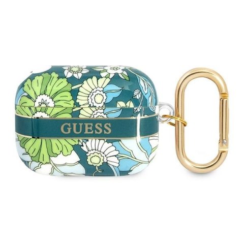 Guess GUAPHHFLN AirPods Pro cover zielony/green Flower Strap Collection