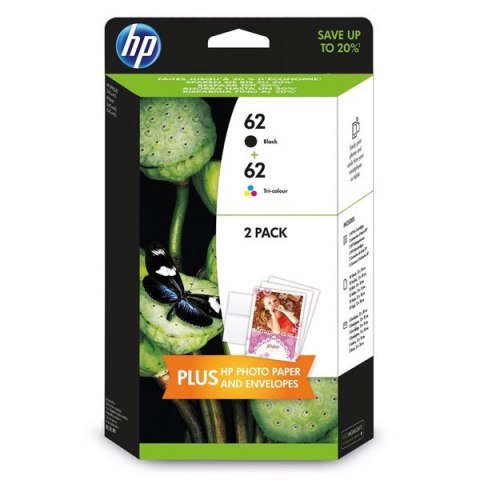 HP oryginalny zestaw tuszy N9J71AE, HP 62, black/color, 200/165s, 4.4.2005ml, HP value pack Envy 5640, 5644, 5660, 7640, Officej