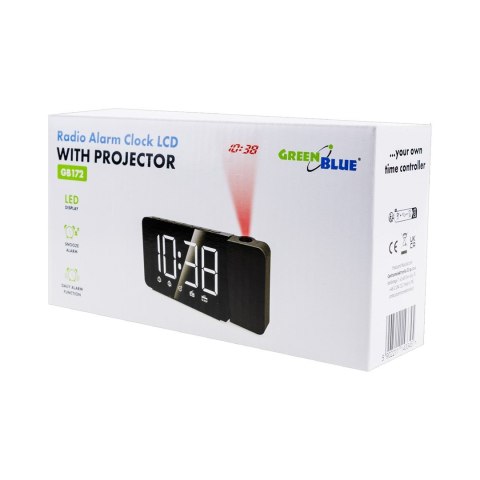 GREENBLUE RADIOBUDZIK CYFROWY LED Z PROJEKTOREM GREENBLUE,RADIO FM, ALARM, ZEGAR 12/24, ZASILANIE USB 5V DC + CR2032 GB172