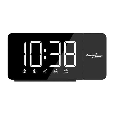 GREENBLUE RADIOBUDZIK CYFROWY LED Z PROJEKTOREM GREENBLUE,RADIO FM, ALARM, ZEGAR 12/24, ZASILANIE USB 5V DC + CR2032 GB172