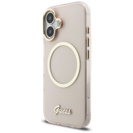 Etui Guess IML Script Metal MagSafe do iPhone 17 różowy