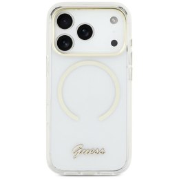 Etui Guess IML Script Metal MagSafe do iPhone 17 przezroczysty