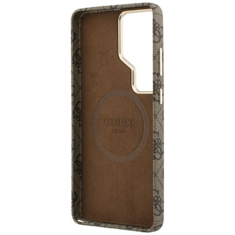 Etui Guess 4G Script MagSafe do Samsung Galaxy S26 Ultra brązowy