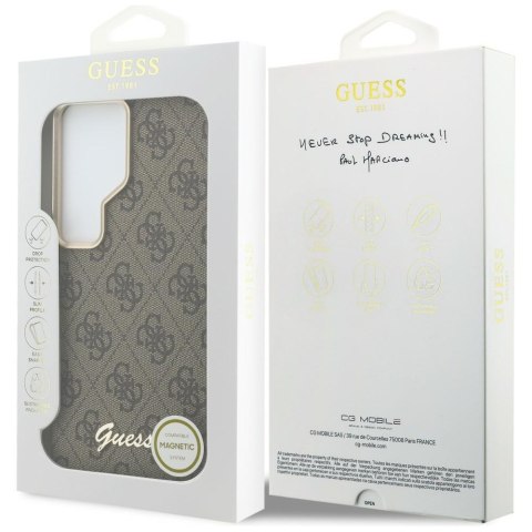 Etui Guess 4G Script MagSafe do Samsung Galaxy S26 Ultra brązowy