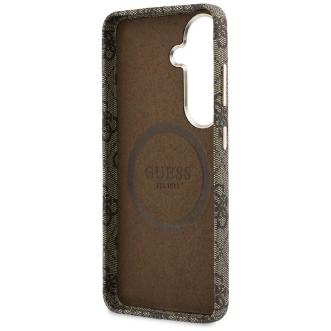 Etui Guess 4G Script MagSafe do Samsung Galaxy S26 brązowy