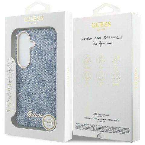 Etui Guess 4G Script MagSafe do Samsung Galaxy S26 niebieski