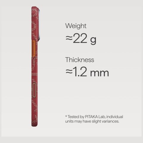 PITAKA Monogram-Gold/Red Ultra-Slim 
Case for iPhone 17 Pro