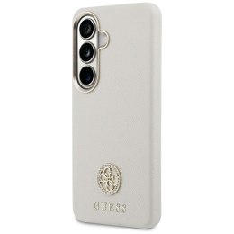 Etui Guess Rhinestone Round Logo MagSafe do Samsung Galaxy S26 beżowy